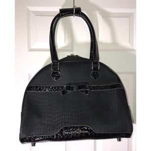 SAMANTHA BROWN Black Large Tote Purse Travel Bag 17x14